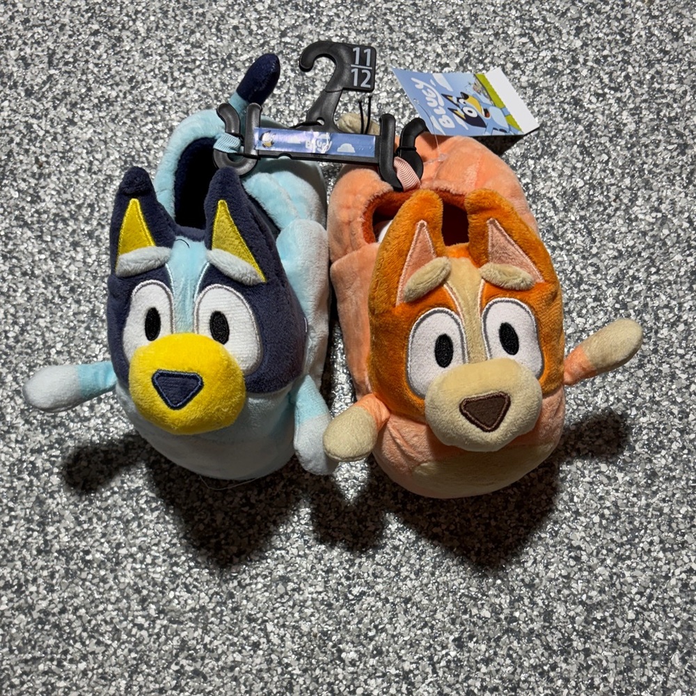 Kids Plush Character Slippers - Blue & Orange